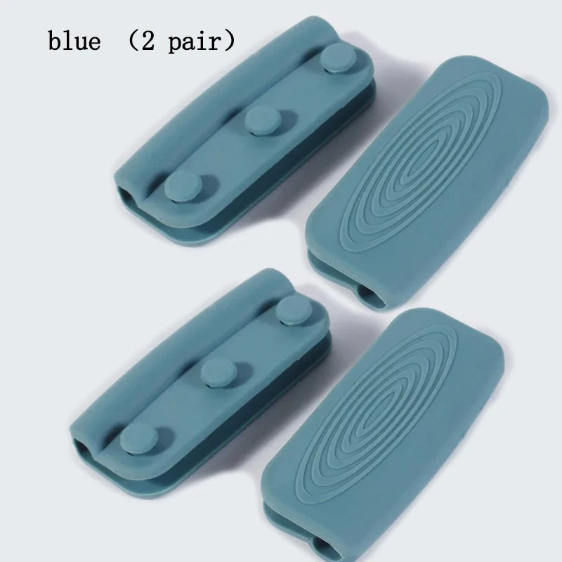 2/8 Silicone Pan Handle Cover Heat Insulation Covers Pot Ear Clip Non-slip Steamer Casserole Pan Handle Holder Kitchen Tools Peaceful Pleasures Health and Wellness blue 2pair
