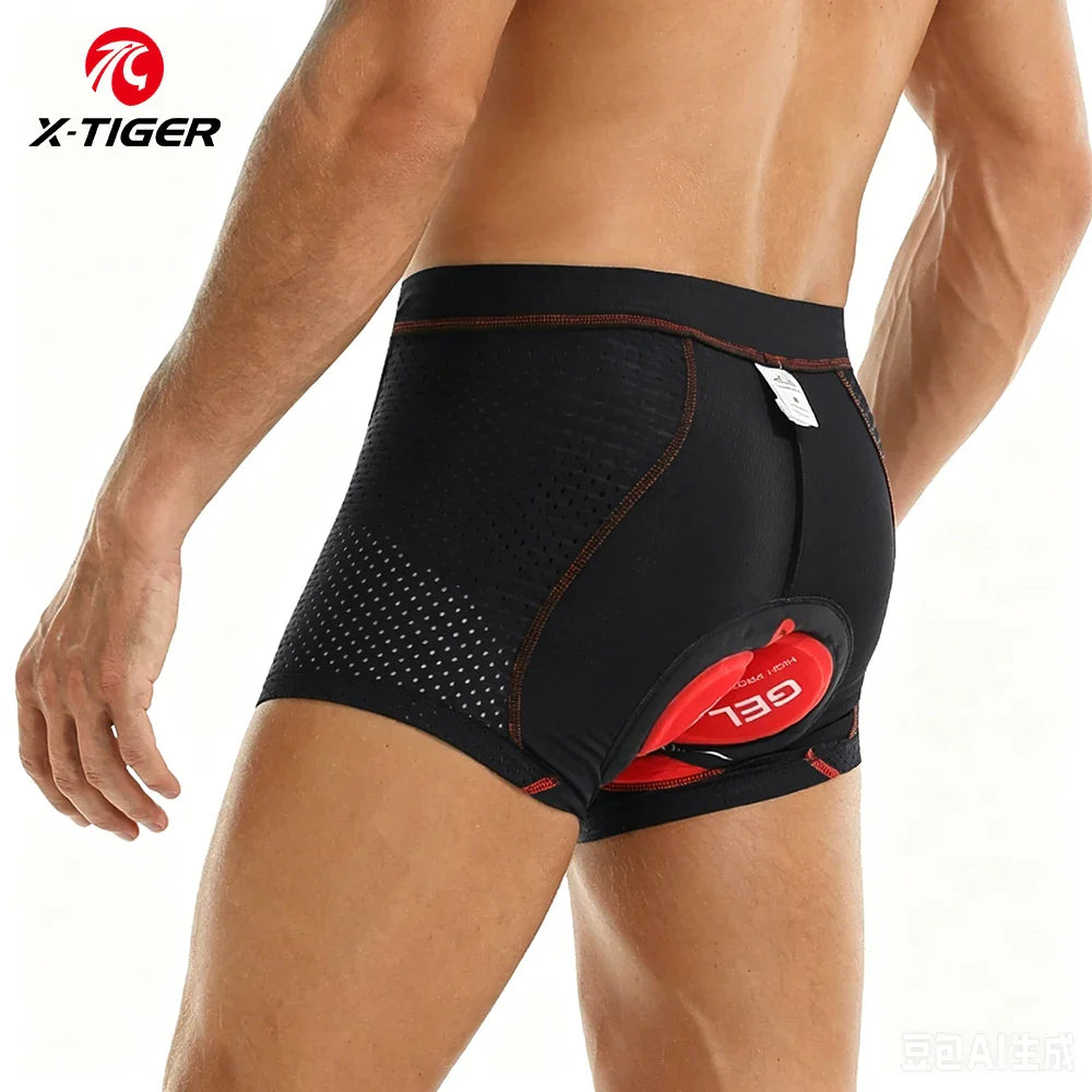X-TIGER Men's 5D Gel Padded Cycling Boxer Shorts | MTB & Road