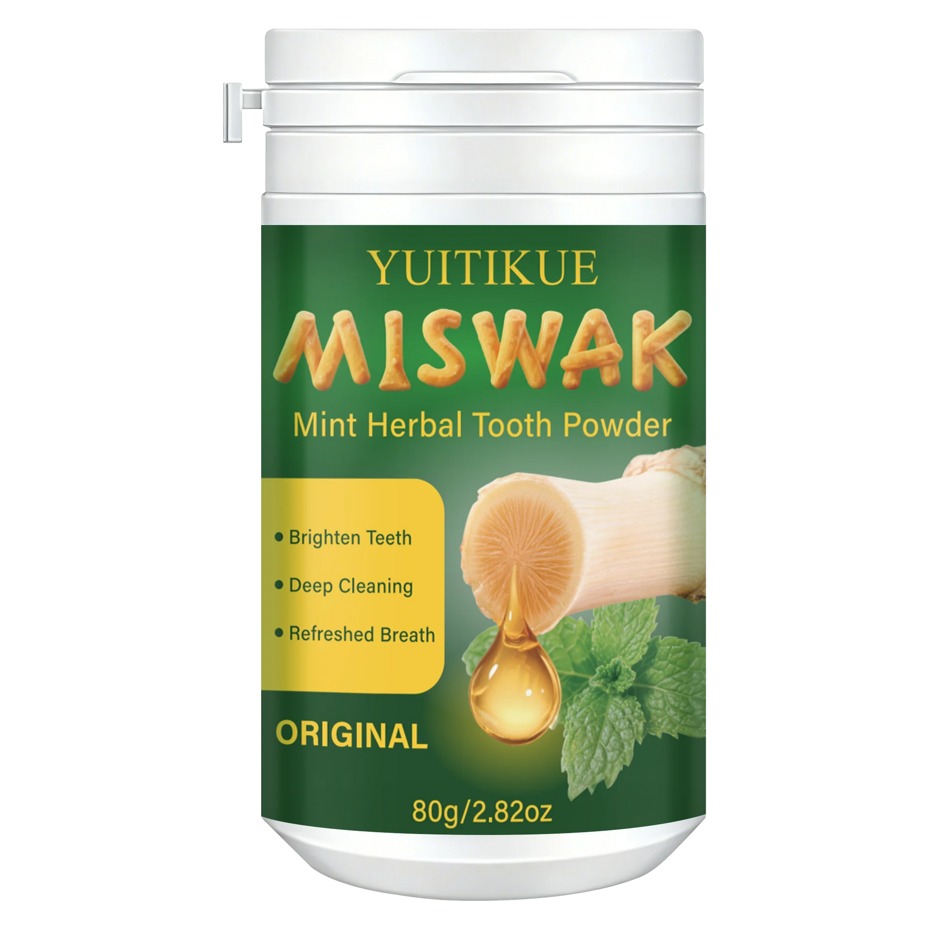 Yuitikue Miswak Mint Herbal Tooth Powder, 80g Natural Teeth Whitening Powder for Deep Cleaning & Refreshing Breath Peaceful Pleasures Health and Wellness 1pc