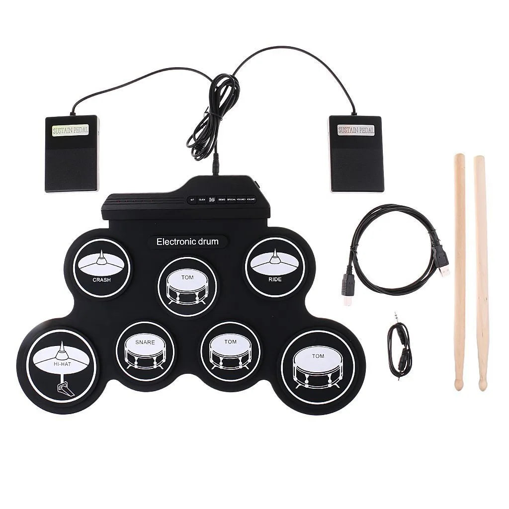 2025 Folding Silicone Hand Roll USB Electronic Drum Portable Practice