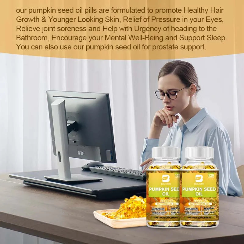 Pumpkin Seed Oil 2000mg Capsules with Saw Palmetto – 120ct Peaceful Pleasures Health and Wellness