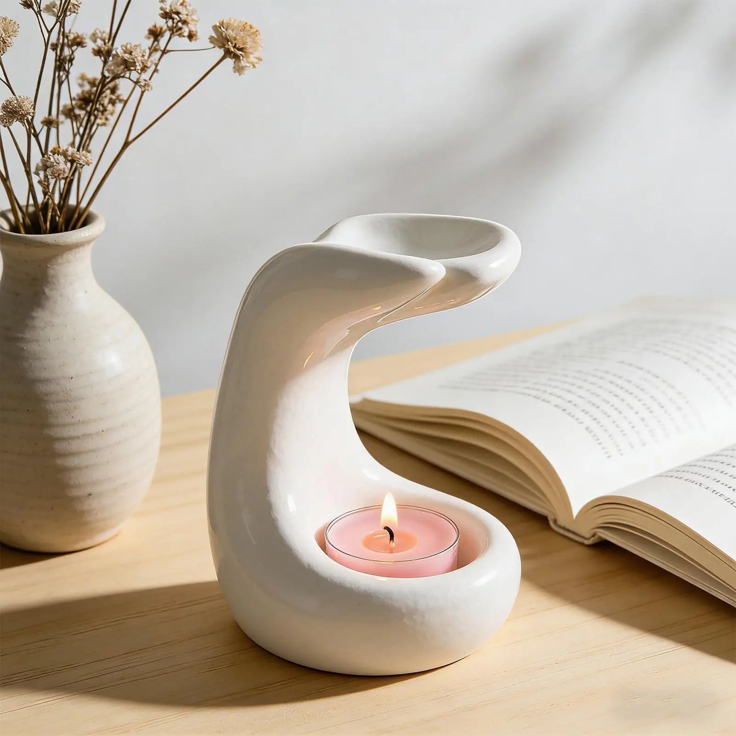 Tealight Wax Melt Warmer Palm Design Heater Art Ornament Ceramic Tea Candle Warmer For Home Bedroom Office Kitchen Coffee Table Peaceful Pleasures Health and Wellness