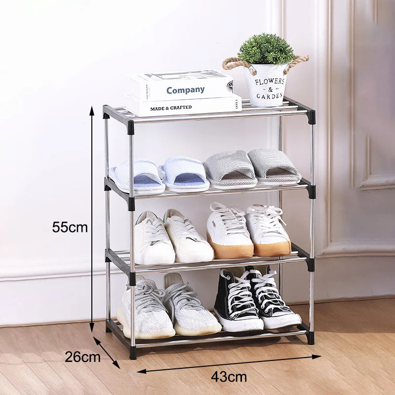 3/4 Shoe Rack Multi Layered And Space Saving Shoe Rack For Simple Household Storage And Storage Three And Four Layer Shoe Racks Peaceful Pleasures Health and Wellness Black four layer