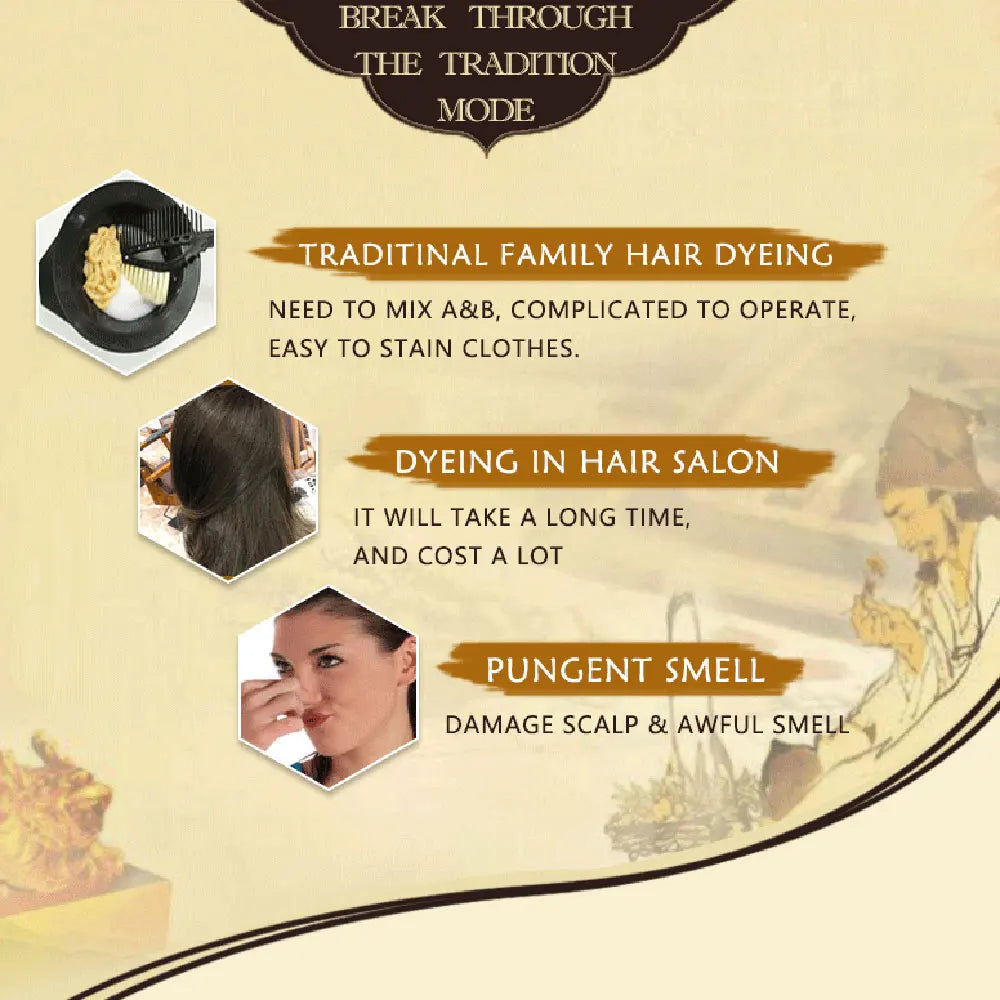 Hair Color Shampoo for Gray Hair 3 in 1 Black Hair Dye Shampoo for Women&Men Natural Herbal Safety Nourishing Hair Care Cream Peaceful Pleasures Health and Wellness