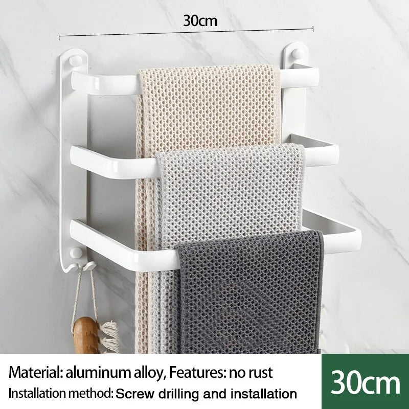 Wall-Mounted Aluminum Towel Rack | 1, 2 & 3 Bar Options