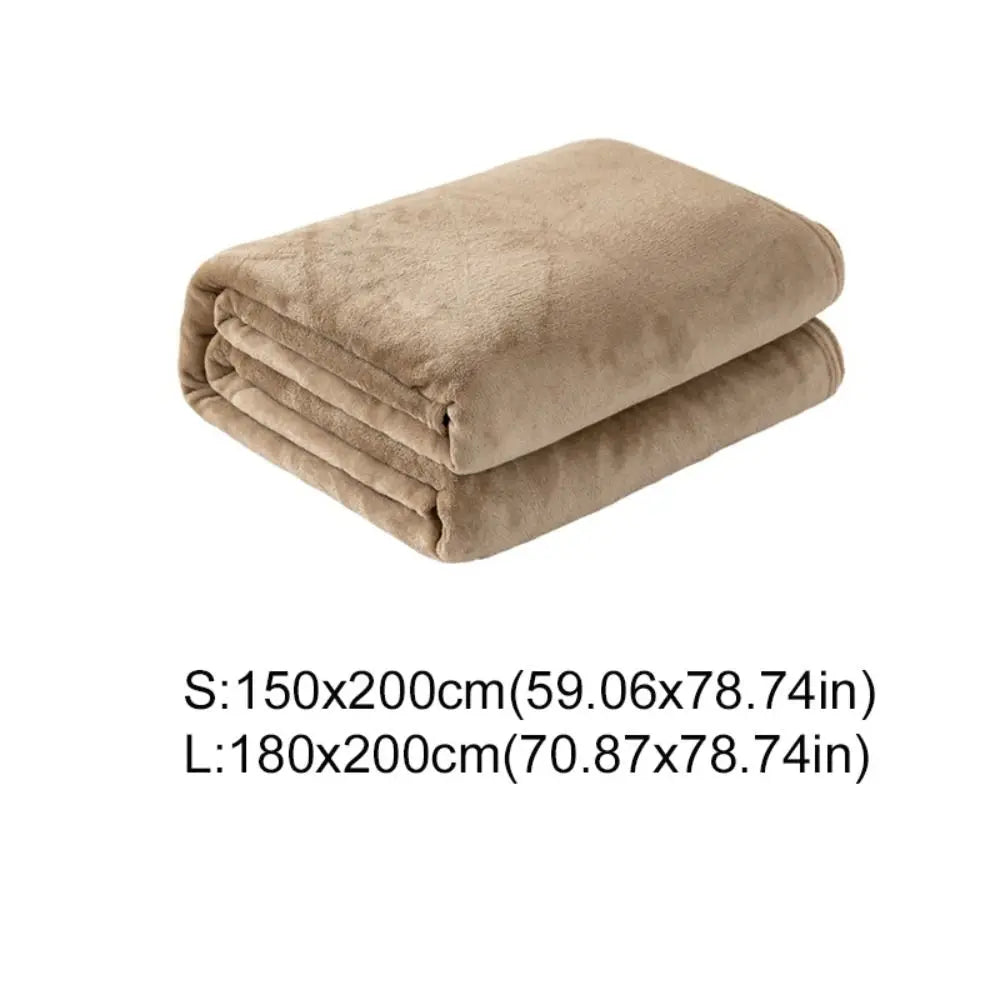 Solid Color Flannel Blanket – Soft Thickened Polyester Throw