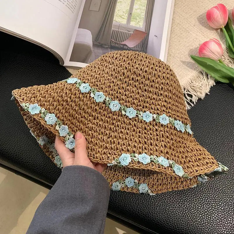 Women's Foldable Wide Brim Straw Sun Hat | UV Beach Hat