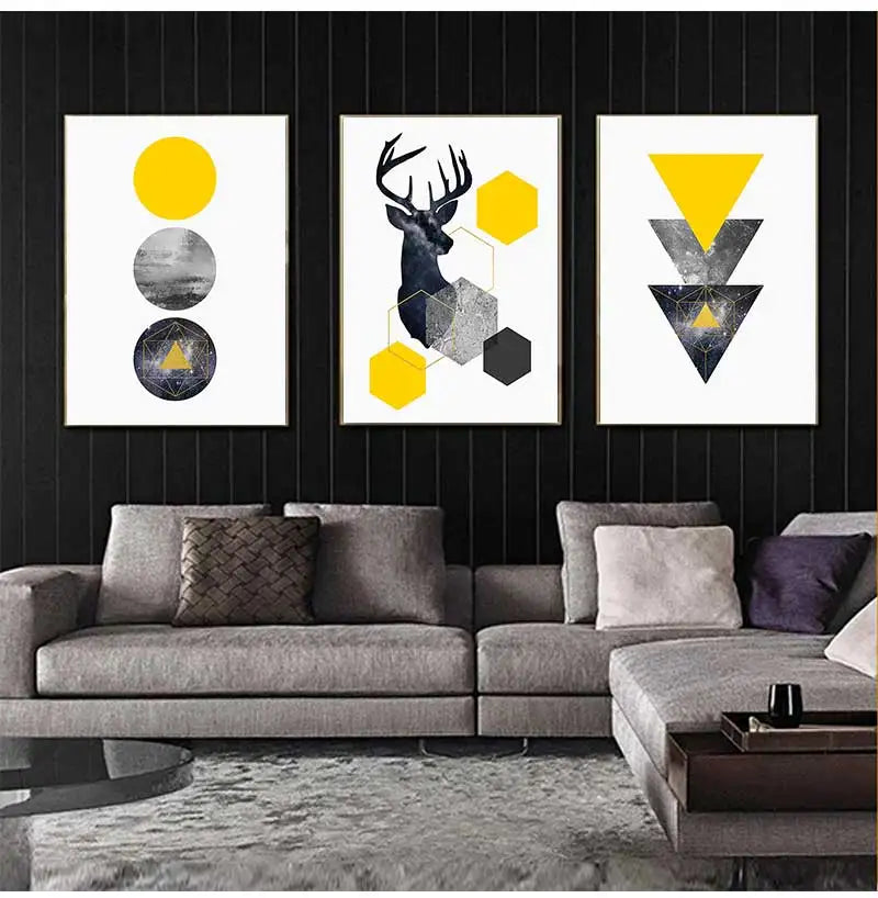 Painting for Living Room No Framed Nordic Style Geometric Starry Abstract Deer Wall Art Print Picture Canvas Peaceful Pleasures Health and Wellness