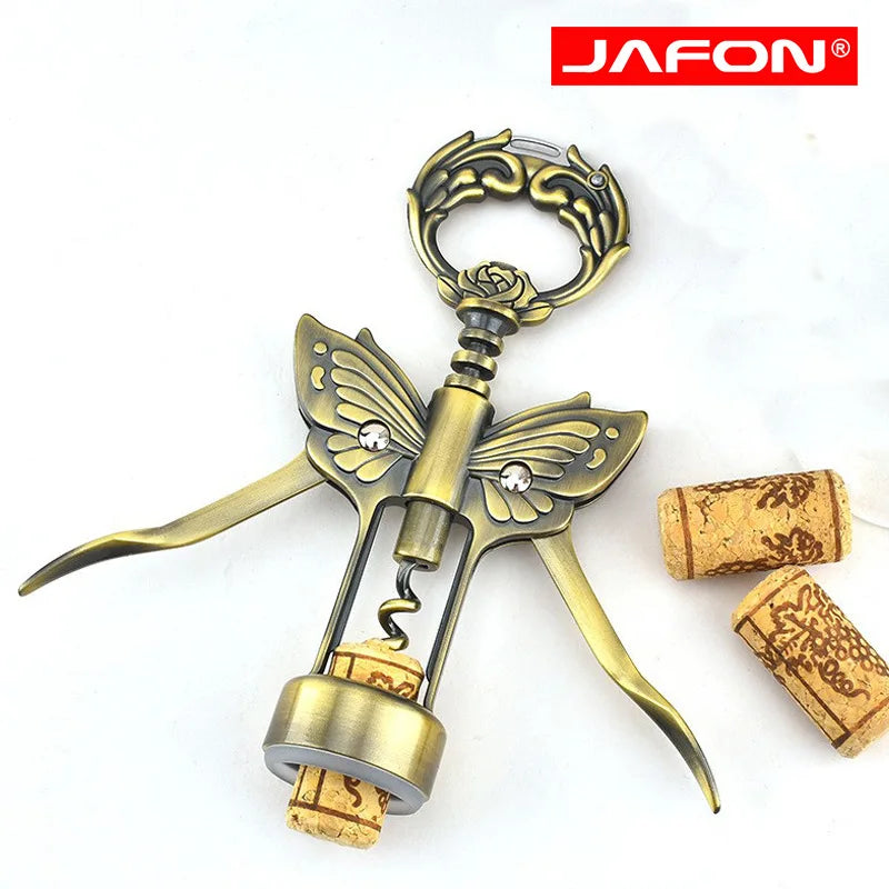 Gold Wine Beer Opener with Foil Knife Free Shipping Butterfly Bottle Opener Bat Wine Corkscrew Gunmetal Plated Level Corks Pull Peaceful Pleasures Health and Wellness Bronze