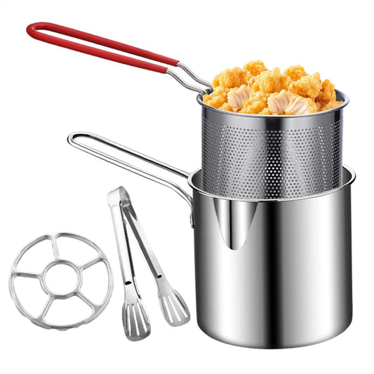 Stainless Steel Deep Fry Pot with Basket & Lid | Space-Saving Deep Fry Pot Peaceful Pleasures Health and Wellness