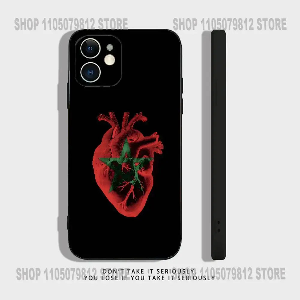 Morocco Flag Phone Case For iPhone 17 16,15,14,13,12,11,Pro,XS,Max,XR,Plus,Mini Soft Silicone Black Shockproof Peaceful Pleasures Health and Wellness
