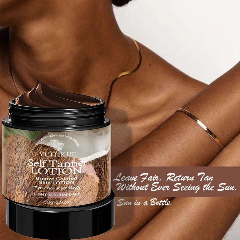 YUITIKUE Coconut Self Tanner Lotion 80g Medium Bronze Sunless Tanning Lotion for Natural Face & Body Glow Peaceful Pleasures Health and Wellness