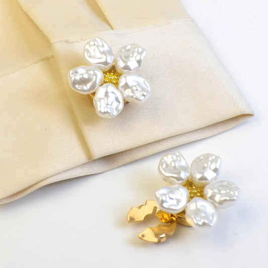 Flower Pearl Rhinestone Button Covers for Women's Shirts & Blouses Button Cover Clips Oasis Select