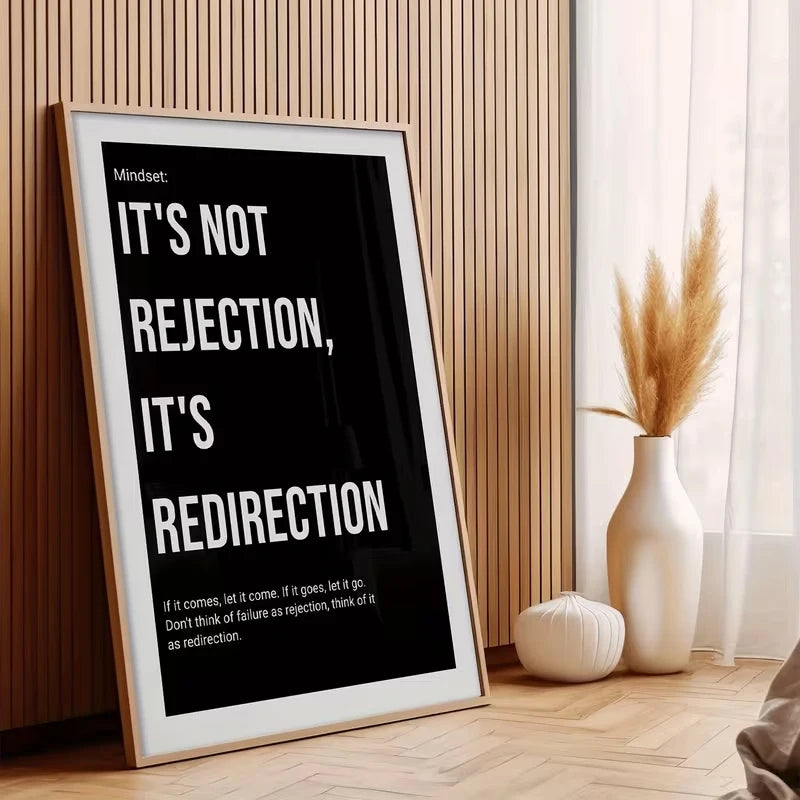 "It's Not Rejection, It's Redirection" Motivational Canvas Art