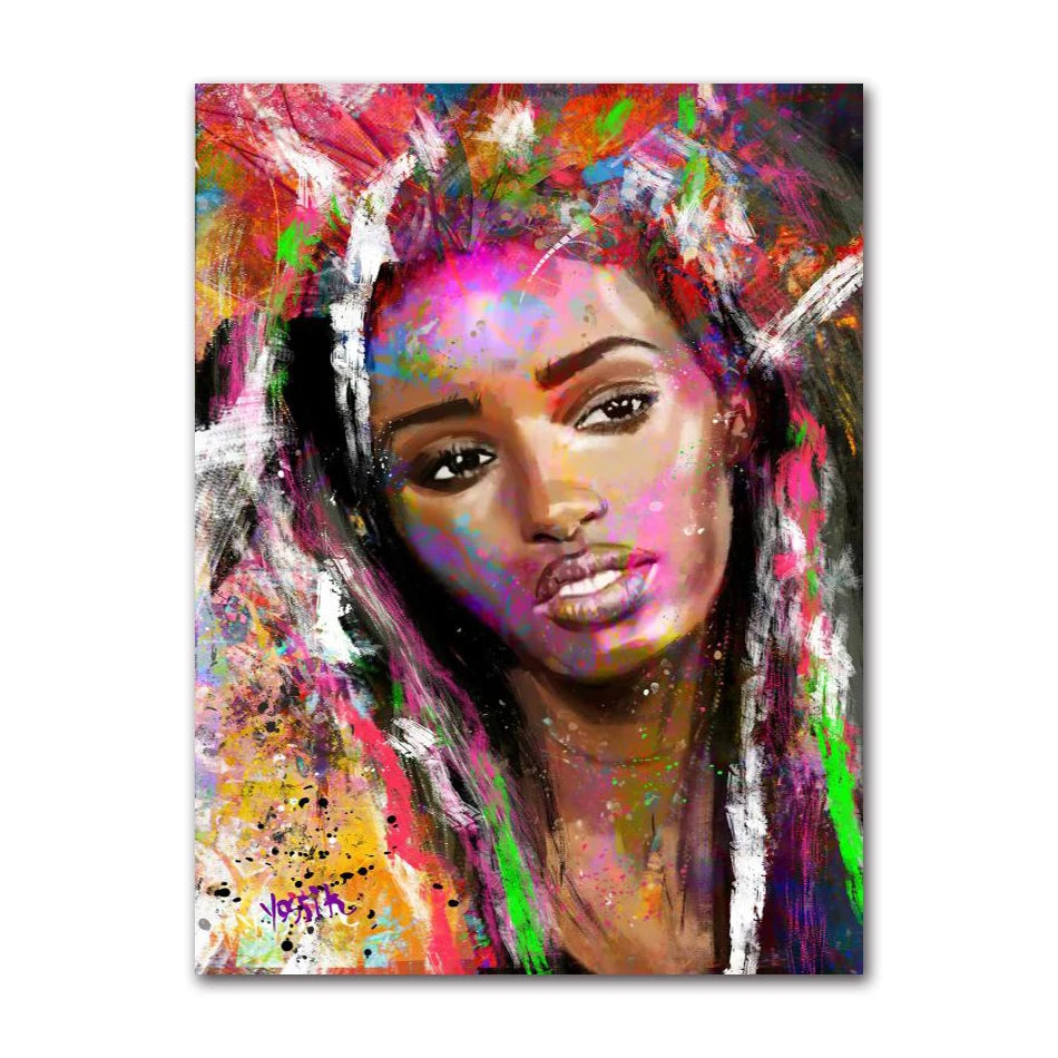 Posters And Prints Abstract African Girl Canvas Paintings On The Wall Art Pictures Decor Black Woman Graffiti Peaceful Pleasures Health and Wellness 3192-03 50x70cm Unframed