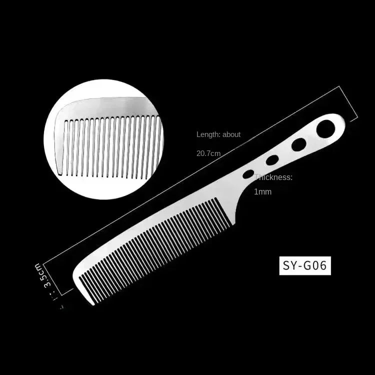 1PC Titanium Steel Comb Professional Salon Hair Hairdressing Anti-static Barbers Comb Ultra Thin Hair Brush for Men Peaceful Pleasures Health and Wellness G-06