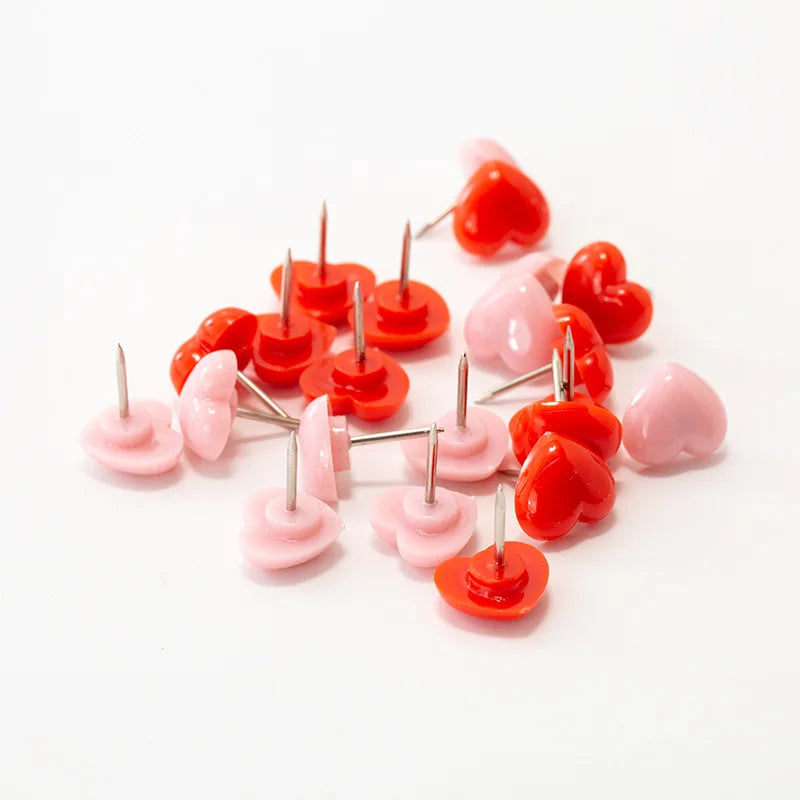 Plastic Heart Push Pins Red Pink Decorative Thumb Tacks Cork Board