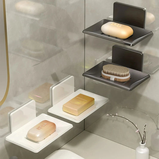 Wall Mounted Soap Dish No Drill – Space Aluminum Holder Soap Dish Holder Peaceful Pleasures Health and Wellness