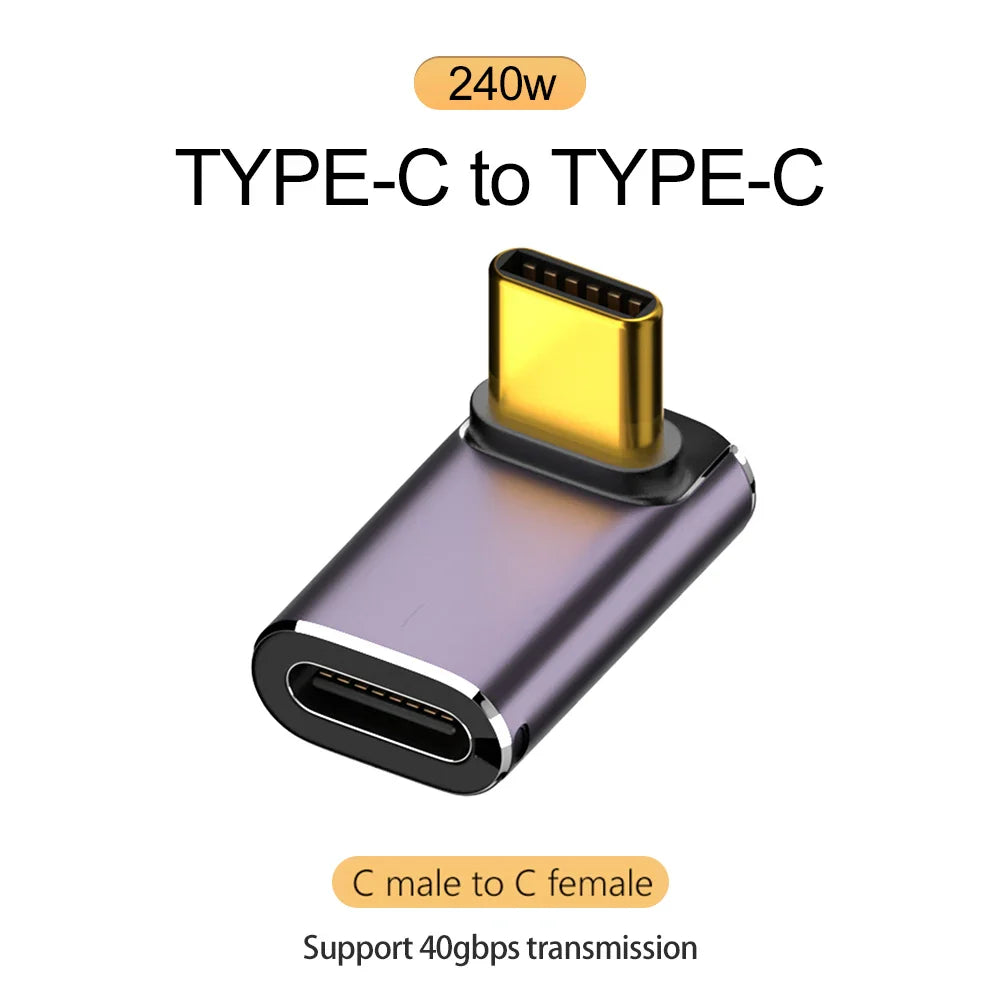 USB4.0 Type-C OTG Adapter 240W 40Gbps 8K 90/180° Elbow