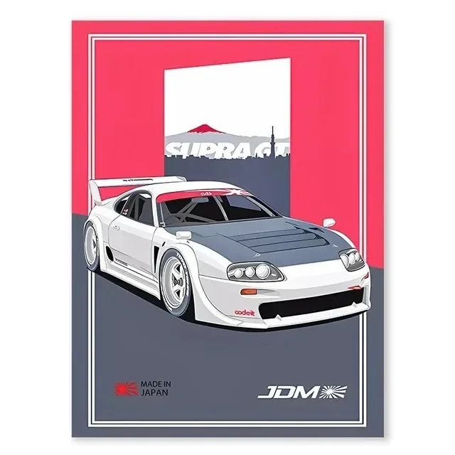 JDM GTR Sports Car Canvas Wall Art Poster | Boys Room Decor
