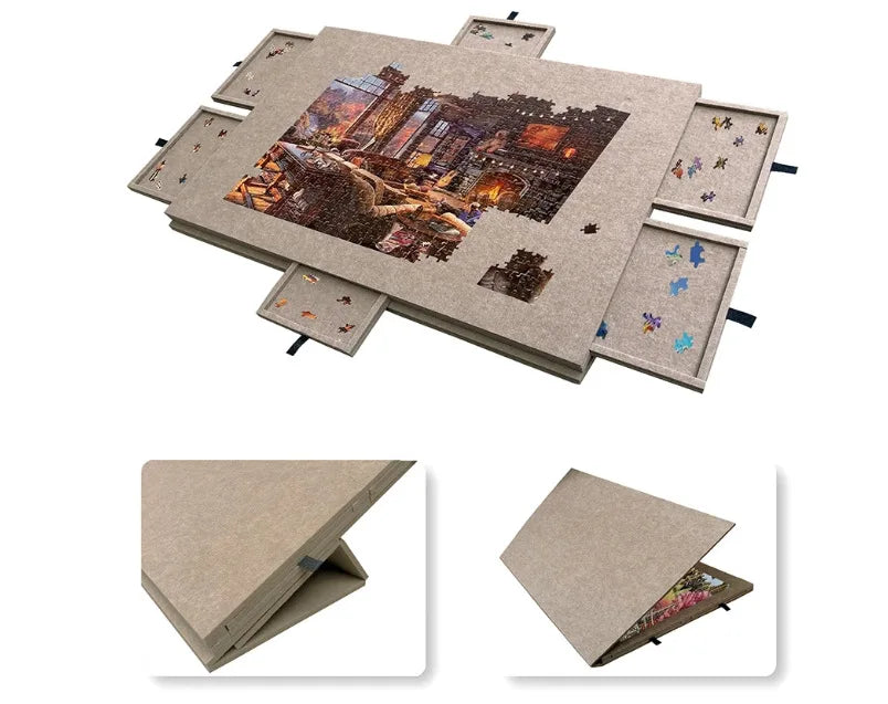 1000-Piece Puzzle Table with 6 Drawers & Adjustable Height