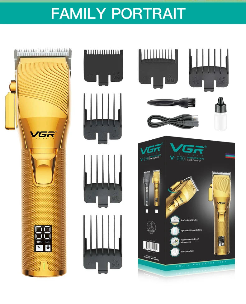 VGR 280 Electric Hair Trimmer Cordless Professional Rechargeable Golden Best Barber Hair Clipper for Men Peaceful Pleasures Health and Wellness USB