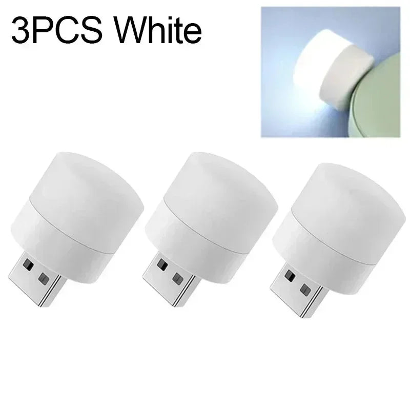 LED Table Lamp Lights Room Plug Usb Light Night Mini Book Reading Decorating Items Warm White Eye Protections Wholesale Bedroom Peaceful Pleasures Health and Wellness 3PCS-White