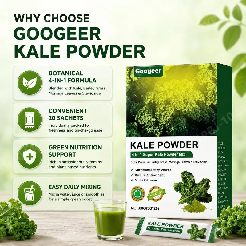 4-in-1 Super Greens Powder: Kale, Barley Grass & Moringa | 20 Sachets