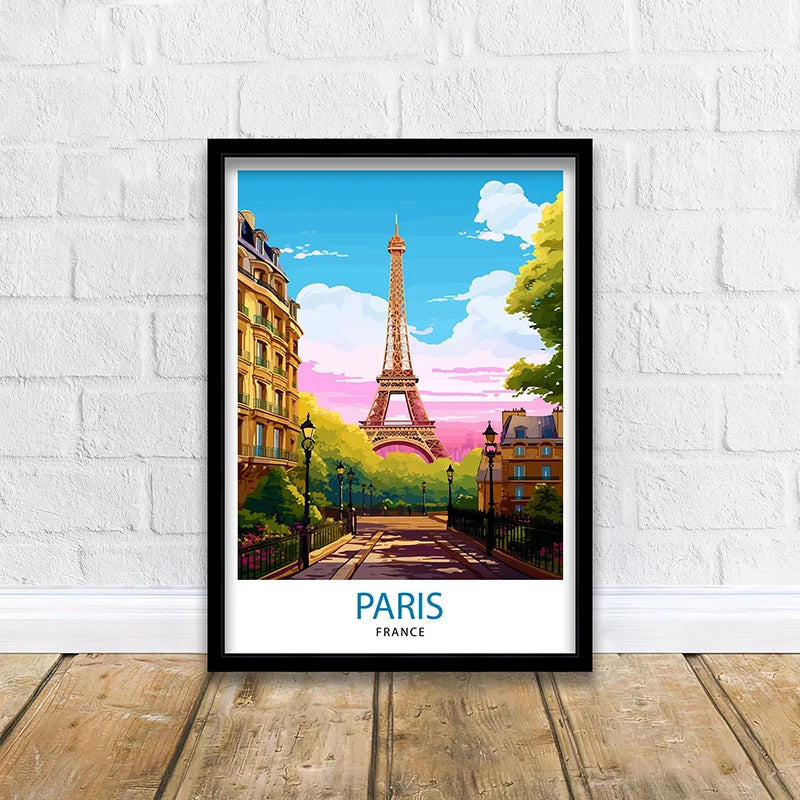 Paris Eiffel Tower Canvas Wall Art | France Travel Poster