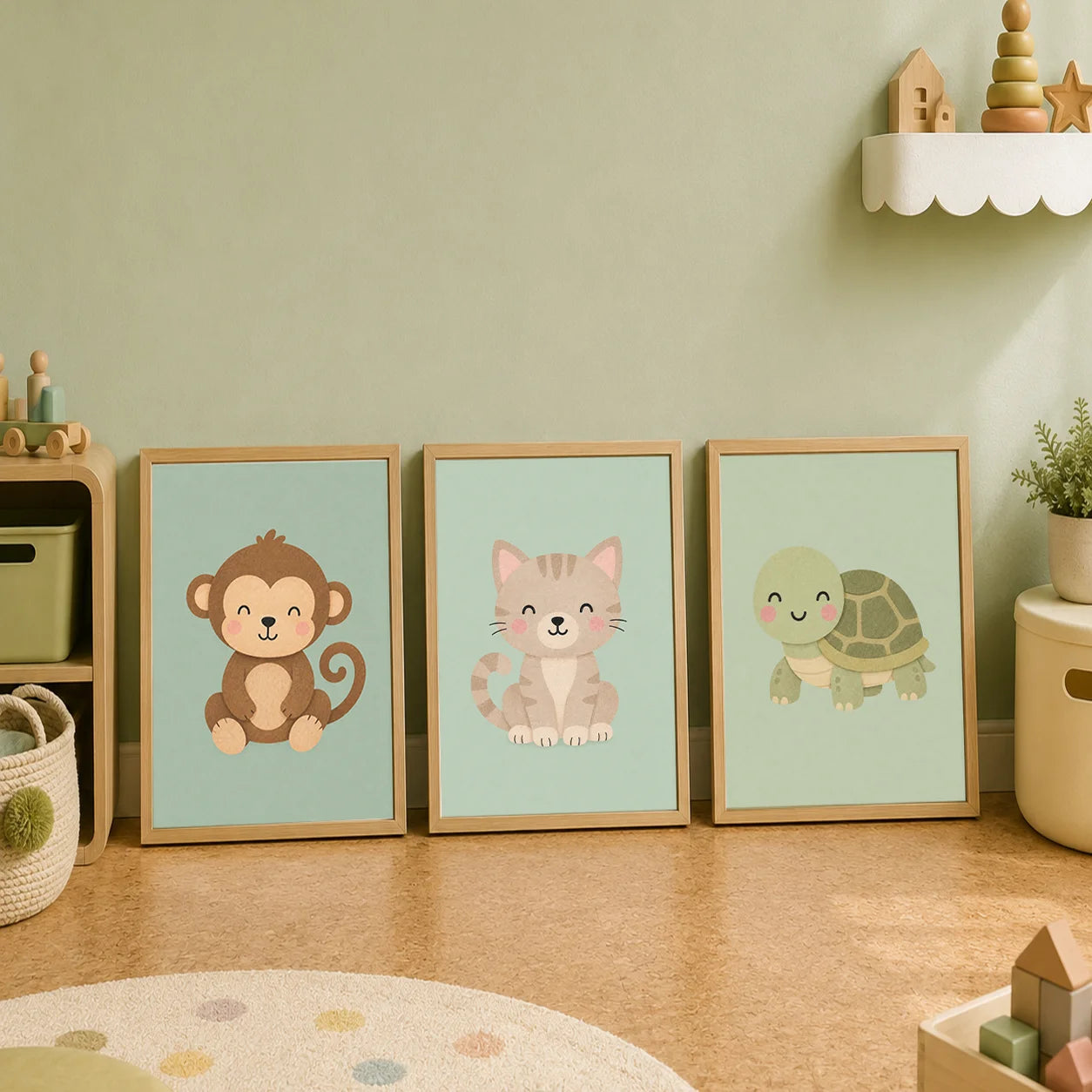 Nursery Animal Wall Art Cute Wildlife Canvas Painting Nordic Poster Print For Kids Bedroom Wall Decor Peaceful Pleasures Health and Wellness