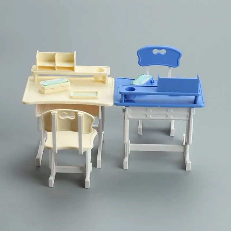 Miniature Desk & Chair Set – Dollhouse School Furniture for Kids