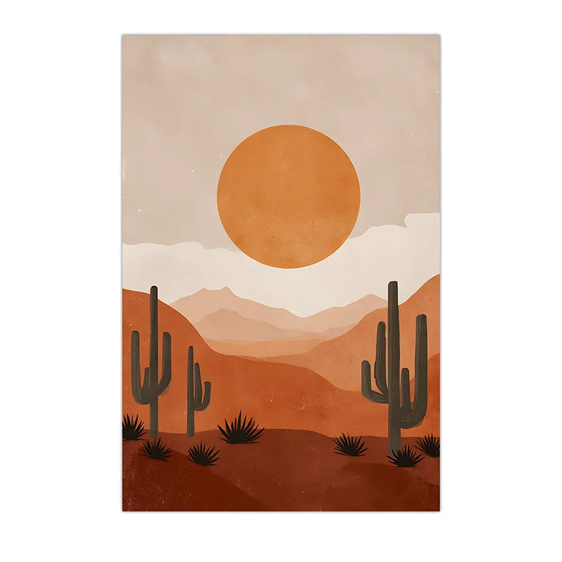 Boho Cactus Desert Sunset Canvas Wall Art Print | Unframed Canvas Wall Art Print Peaceful Pleasures Health and Wellness 06 30x40cm No Frame China Mainland