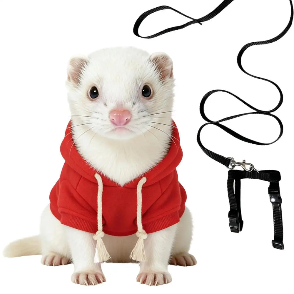 Ferret Hoodie Costume & Harness Set for Small Pets