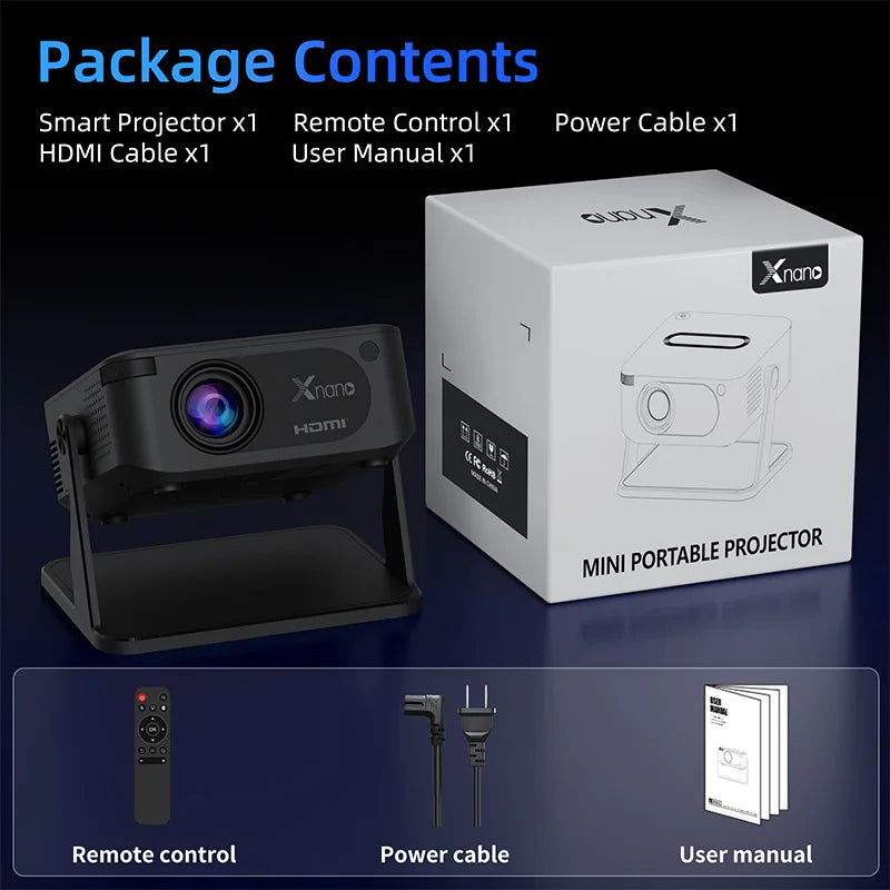 Xnano Projector 4K HA109 Android 11 Smart Projectors Bt5.4 720P Wifi5 200" Meeting Party Home Cinema Outdoor Portable Projector Peaceful Pleasures Health and Wellness
