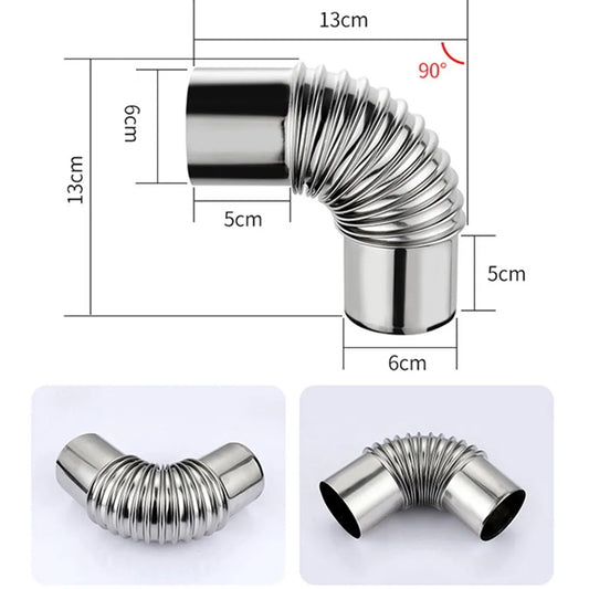 90° Stainless Steel Flue Elbow Pipe | 60/70/80mm Chimney Bend Chimney Flue Elbow Oasis Select