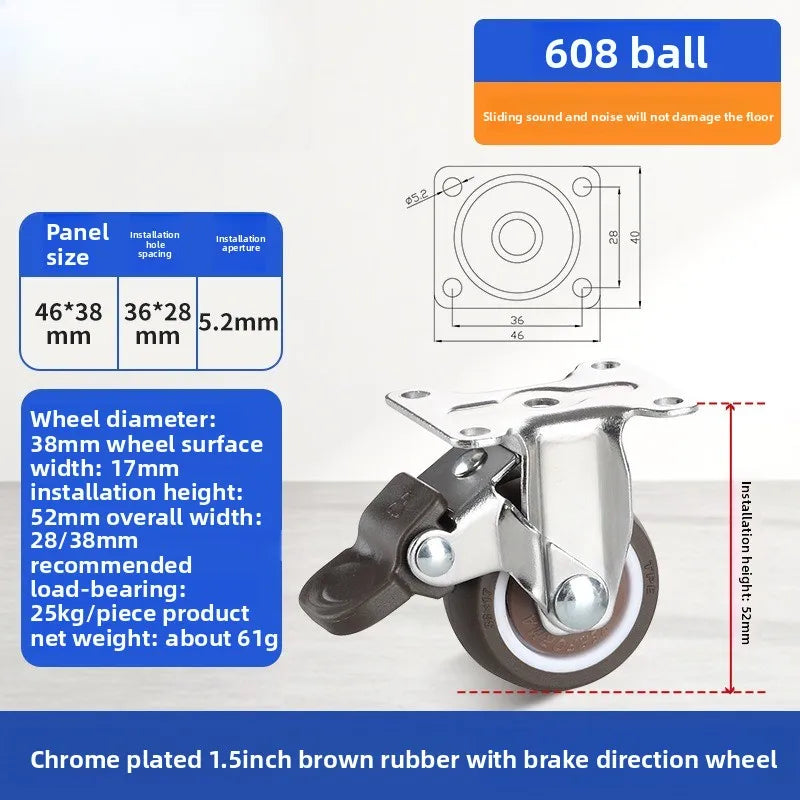 Soft Rubber Swivel Caster Wheels 1–2 Inch | Furniture & Trolleys
