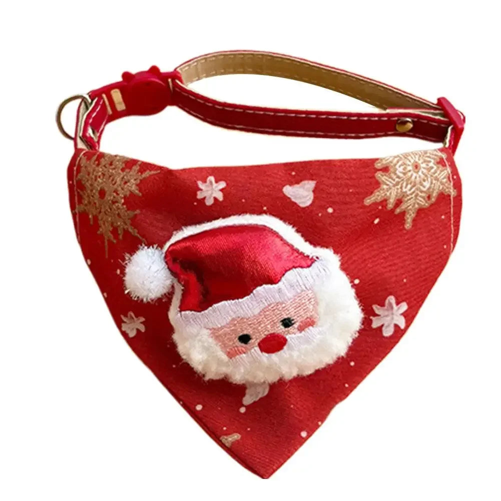 Adjustable Christmas Scarf For Dog Cat Saliva Towel Fashionable Neck Scarf Ring Triangle Bib Neckerchief Pet Supplies Peaceful Pleasures Health and Wellness 01