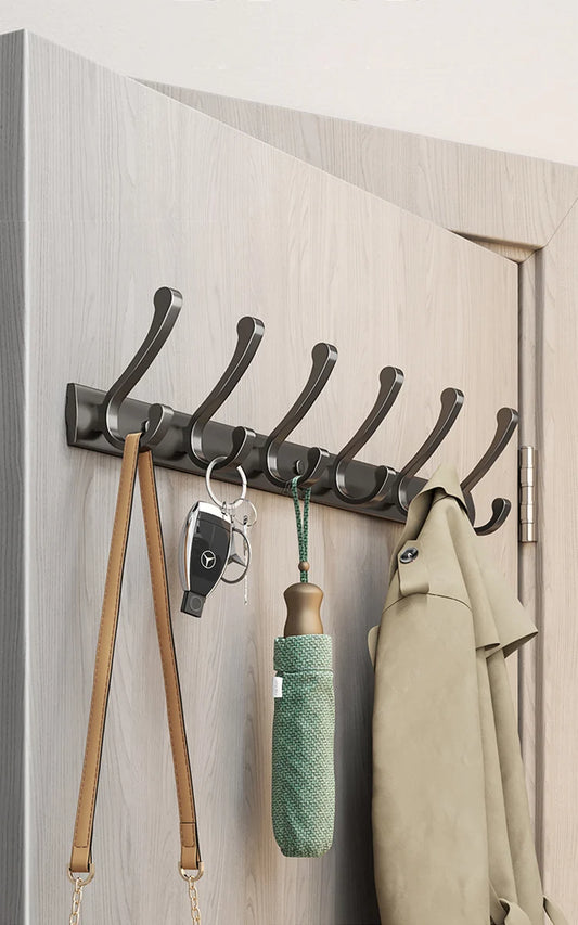 YUNJIEYA 6-Hook Aluminum Wall Rack | Bathroom & Kitchen Hooks Wall Hook Rack Peaceful Pleasures Health and Wellness