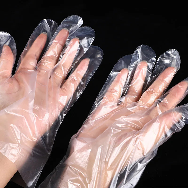 Disposable Plastic Gloves Latex Free Powder Free Clear Polyethylene Hand Gloves Non-Sterile for Cleaning- Cooking Kitchen Tools Peaceful Pleasures Health and Wellness
