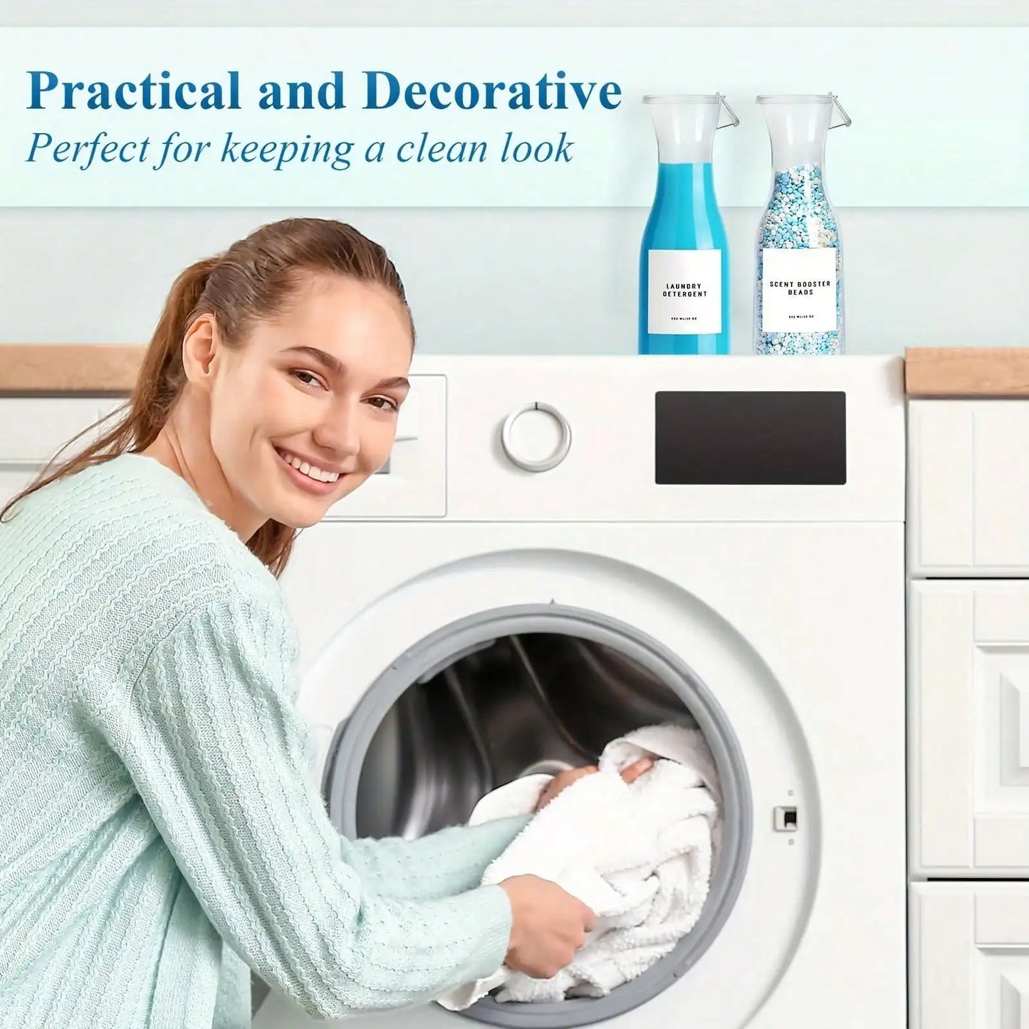 2 Pack Clear Laundry Detergent Dispenser Bottle 20oz with Label for Laundry Detergent Soap Fabric Softener Bleach Laundry Room Peaceful Pleasures Health and Wellness