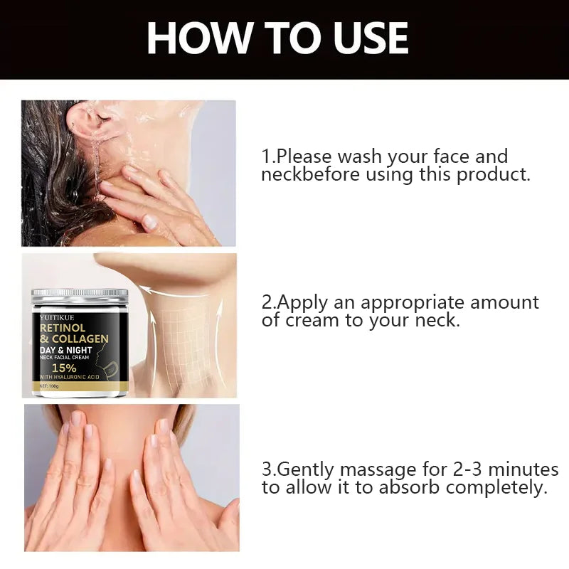 YUITIKUE Retinol Collagen Neck Cream 100g - 15% Retinol & Hyaluronic Acid, Day & Night Moisturizing, Firms & Lifts Neck Skin Peaceful Pleasures Health and Wellness