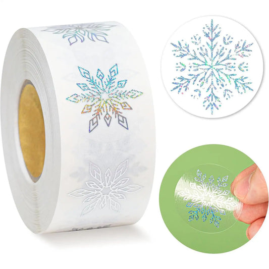 500Pcs Glitter Snowflake Stickers – Christmas Labels & Craft Seals Craft Sticker Roll Oasis Select
