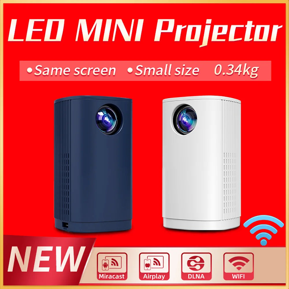 Smart Projector WIFI Mini Portable Home Theater Mobile Phone Same Screen Projector Support 4K LED Home Video Projector &Speaker Peaceful Pleasures Health and Wellness