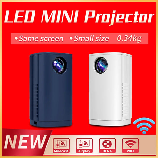 Smart Projector WIFI Mini Portable Home Theater Mobile Phone Same Screen Projector Support 4K LED Home Video Projector &Speaker Peaceful Pleasures Health and Wellness