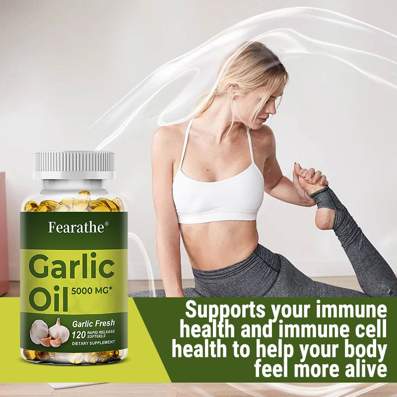 Premium Garlic Fresh 5000mg, Garlic Oil Dietary Supplement for Heart Health and Circulation Support with Antioxidant, NON-GMO Peaceful Pleasures Health and Wellness