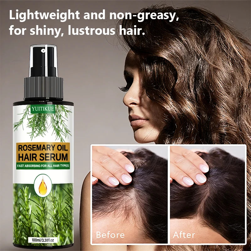 YUITIKUE Rosemary Oil Hair Serum Fast Absorbing Hair Care Spray for All Hair Types Scalp Treatment Hair Oil 100ml Peaceful Pleasures Health and Wellness