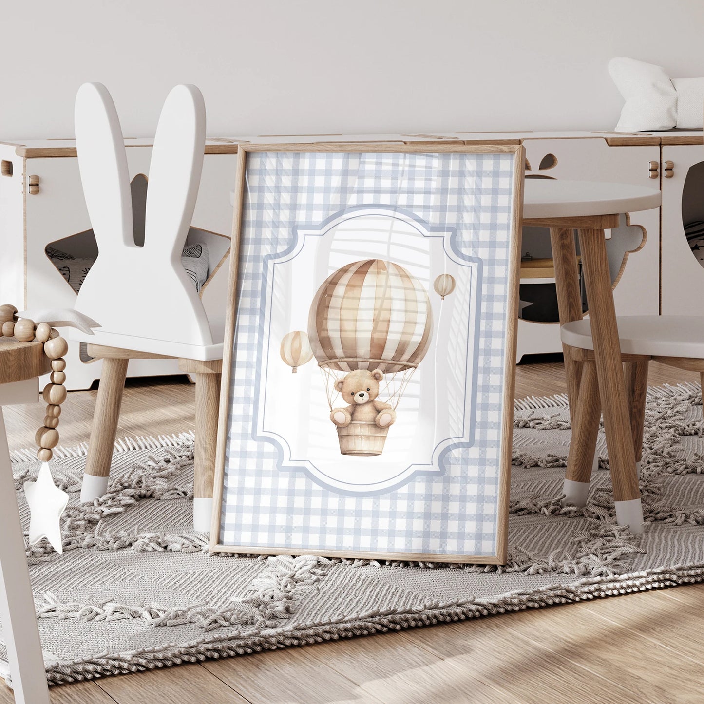 Personalized Blue Bear 3-Piece Canvas Wall Art | Kids Room Decor