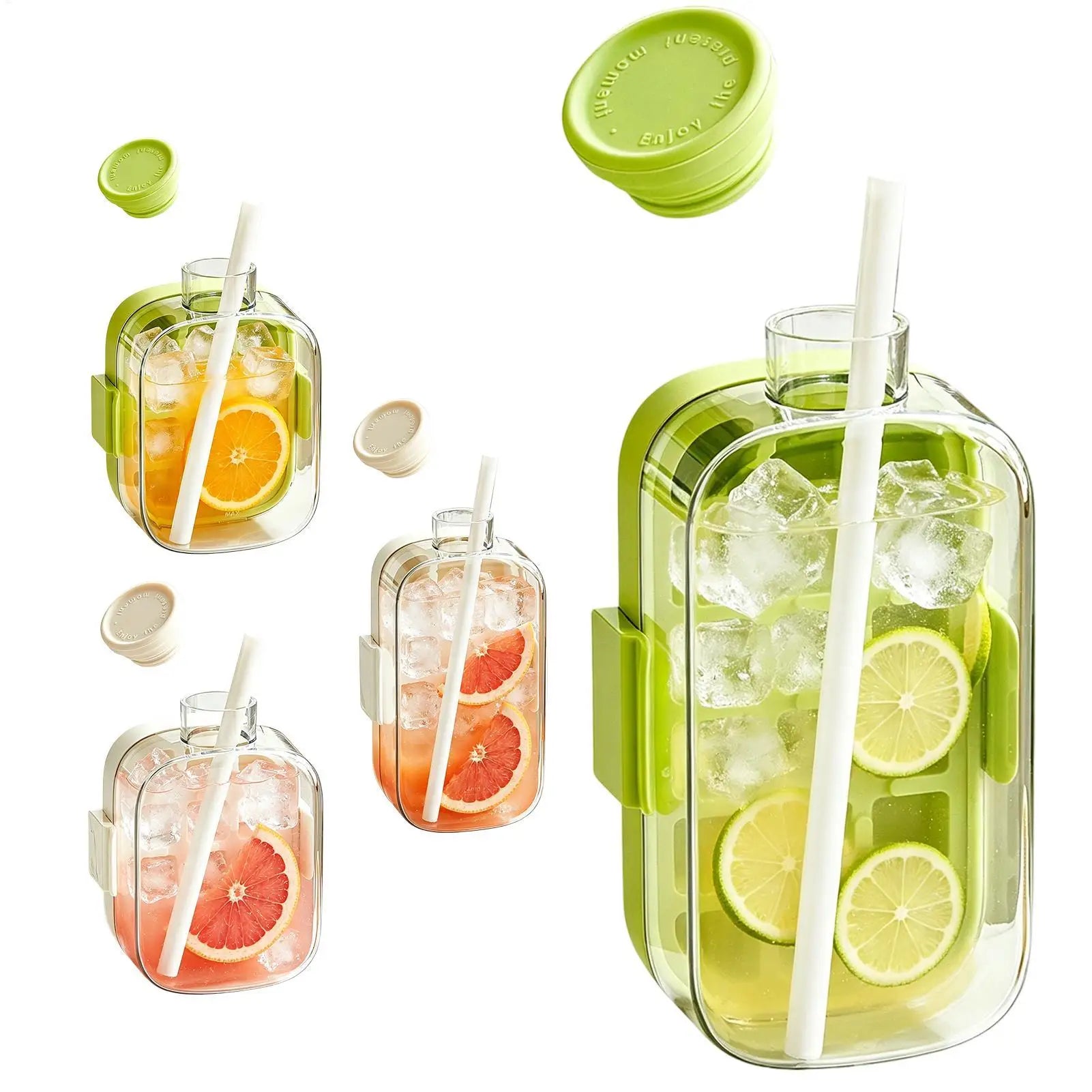 2-in-1 Ice Mold Bottle Easy Release Ice Maker Portable Drink Making Tool for Home Party Camping Bar Wine Juice Beverage Peaceful Pleasures Health and Wellness