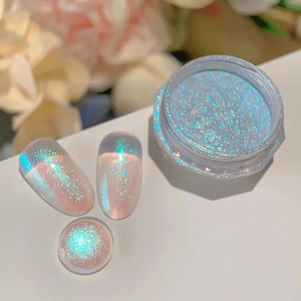 Pearl Effect Nail Powders Mirror Aurora Chrome Mermaid Nails Art Powder Rainbow AB Magic Mirror Pearl Shell Powder Supplies Peaceful Pleasures Health and Wellness