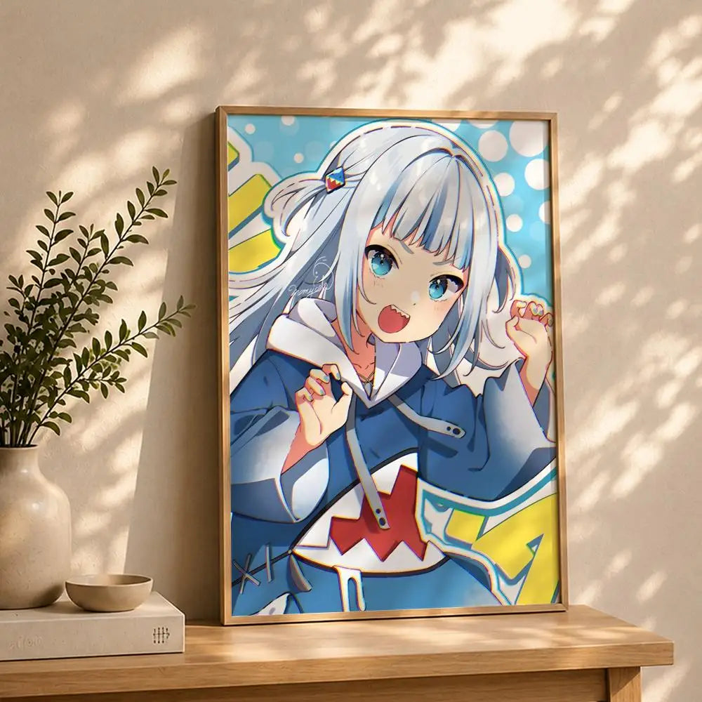 Vtuber G-Gawr GuraS Poster HD Self Adhesive Waterproof Wall Art Ideal for Home Office Dorm Bedroom Great Gift Peaceful Pleasures Health and Wellness White7 40X50cmNoframe